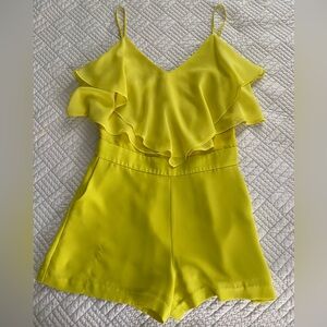 Marciano Vibrant Yellow Zip-Up Ruffled Romper